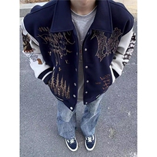 潮牌美式刺绣休闲棒球服夹克外套男痞帅青少年个性情侣上衣服潮，男装夹克，星座601-1
