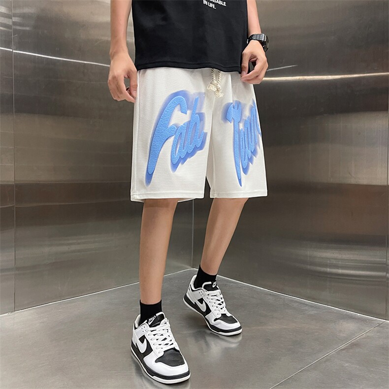 华夫格短裤男运动美式发泡宽松休闲五分中裤HDK234-P25K控38,男装休闲裤,电商B370