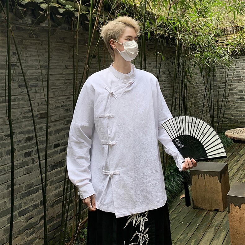 现货风春秋新款棉麻复古盘口长袖落肩衬衫中式唐装CS11-P60图片