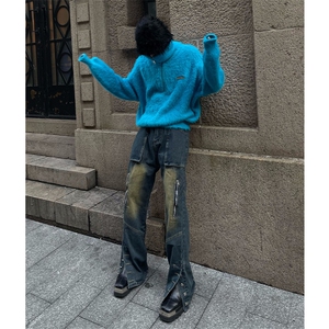 自家图，不拿货牛仔裤男秋冬微喇叭cleanfit裤子-KZA33-P65图片