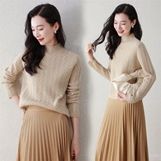 100%纯山羊绒秋冬新款气质优雅女装纯色半高领羊绒打底衫，女装羊绒衫，阿舍尔精品