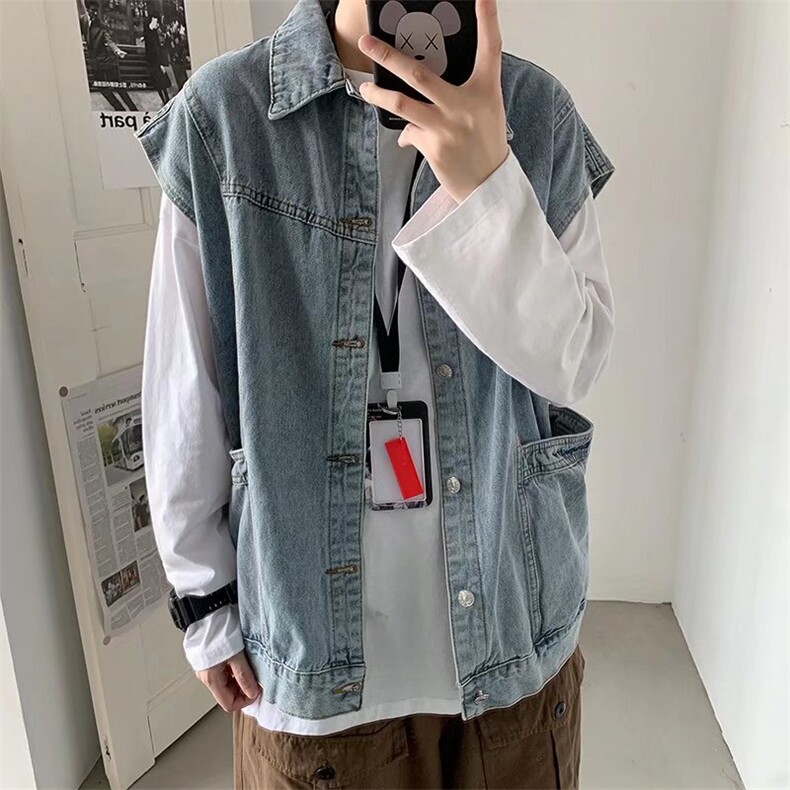 男春季新款韩版潮流马甲牛仔马甲M450P45图片