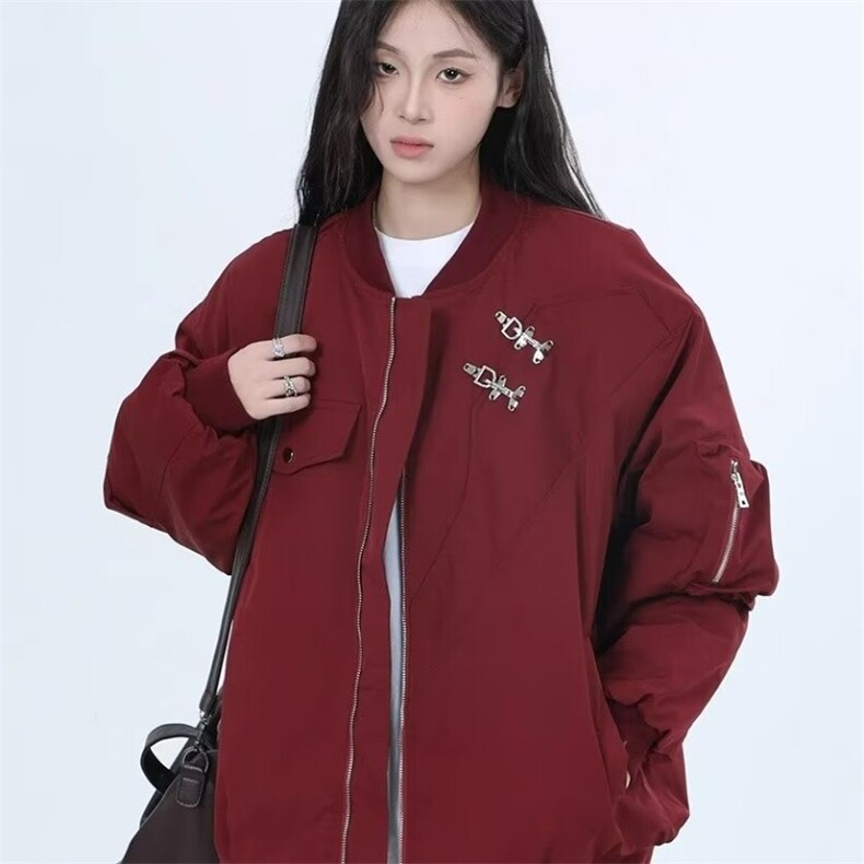 美式复古飞行员夹克外套男女潮流冬季宽松夹棉百搭工装棒球服潮酷,男装夹克,星座1210-1