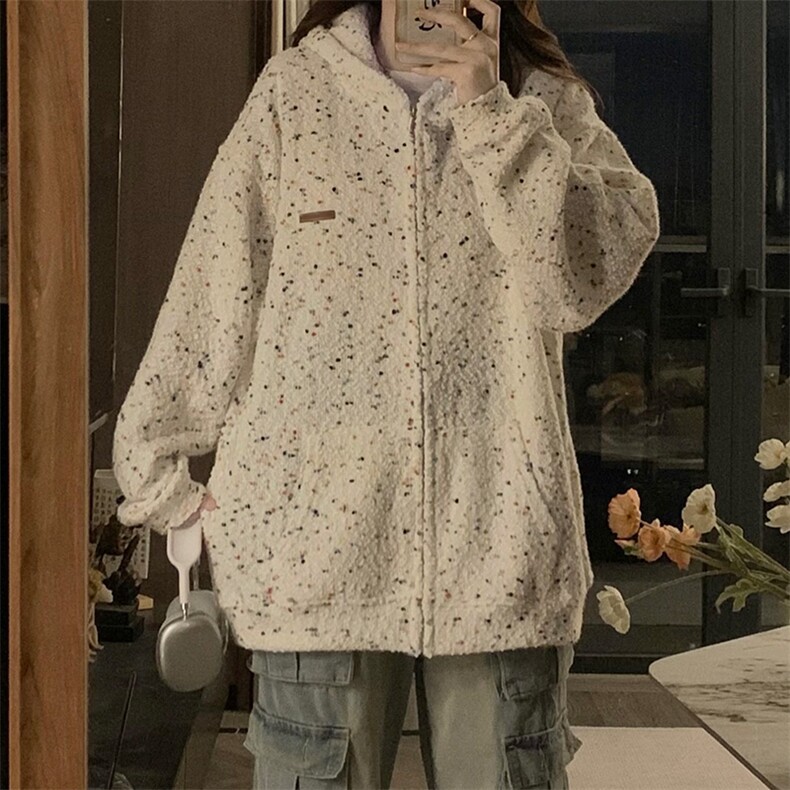 C885-P110潮牌情侣冰淇淋彩点连帽卫衣宽松拉链开衫外套学院风,女装短外套,星座911-2(原星座613-2）