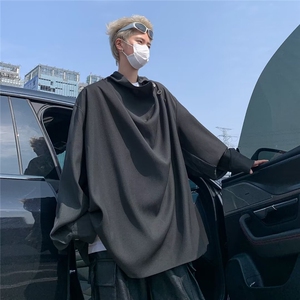 英伦斜垂感包边衬衫立领长袖套头立领 C4540图片