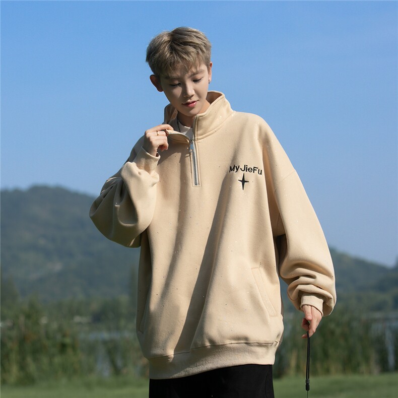 主推款满天星大码重磅高品质刺绣半拉链立领卫衣JF41-特P63控88,男装卫衣,电商A422-1