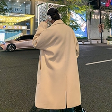 N9108/P100秋冬新款中长款双排扣毛呢大衣松呢子外套呢料大衣风衣，男装风衣，电商A141