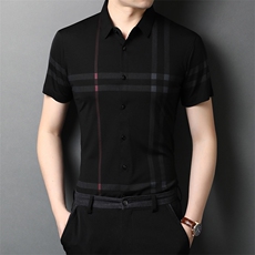 QLM99120男士2023年夏季新款短袖休闲衬衫修身青年帅气衬衣P55，男装衬衫，电商B360