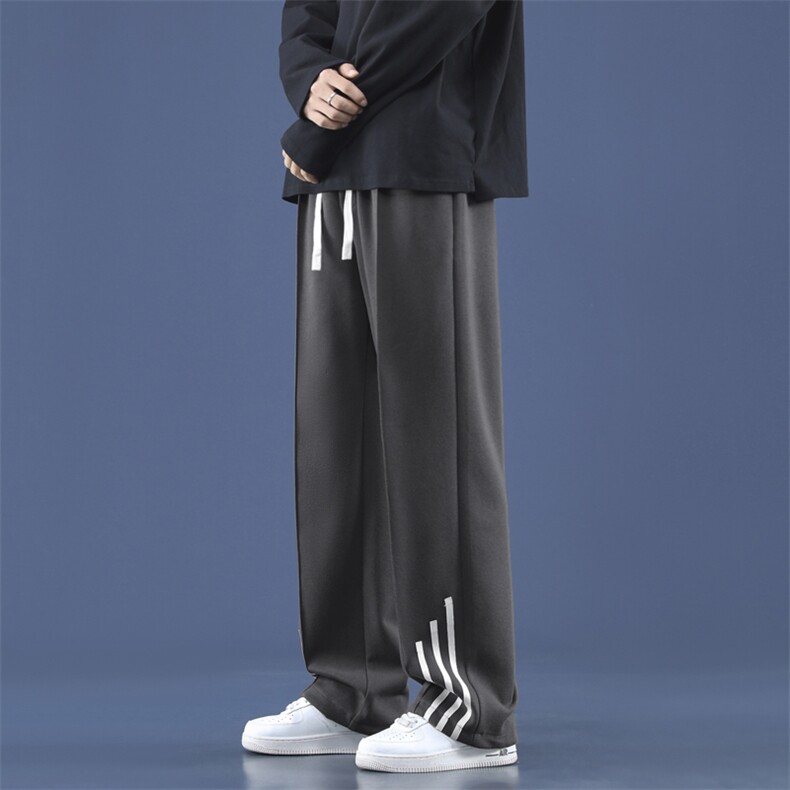 百搭休闲直筒拖地裤高级灰休闲纯色卫裤运动男裤WK90特批30,男装休闲裤,星座718-1
