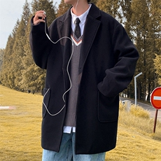 N2075/P90秋冬季中性风呢大衣男中长款男女呢料潮呢子外套风衣，男装风衣，电商A141