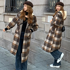 2024冬季新款中长款牛角扣双面呢羊毛大衣，女装双面呢大衣，天丝秀