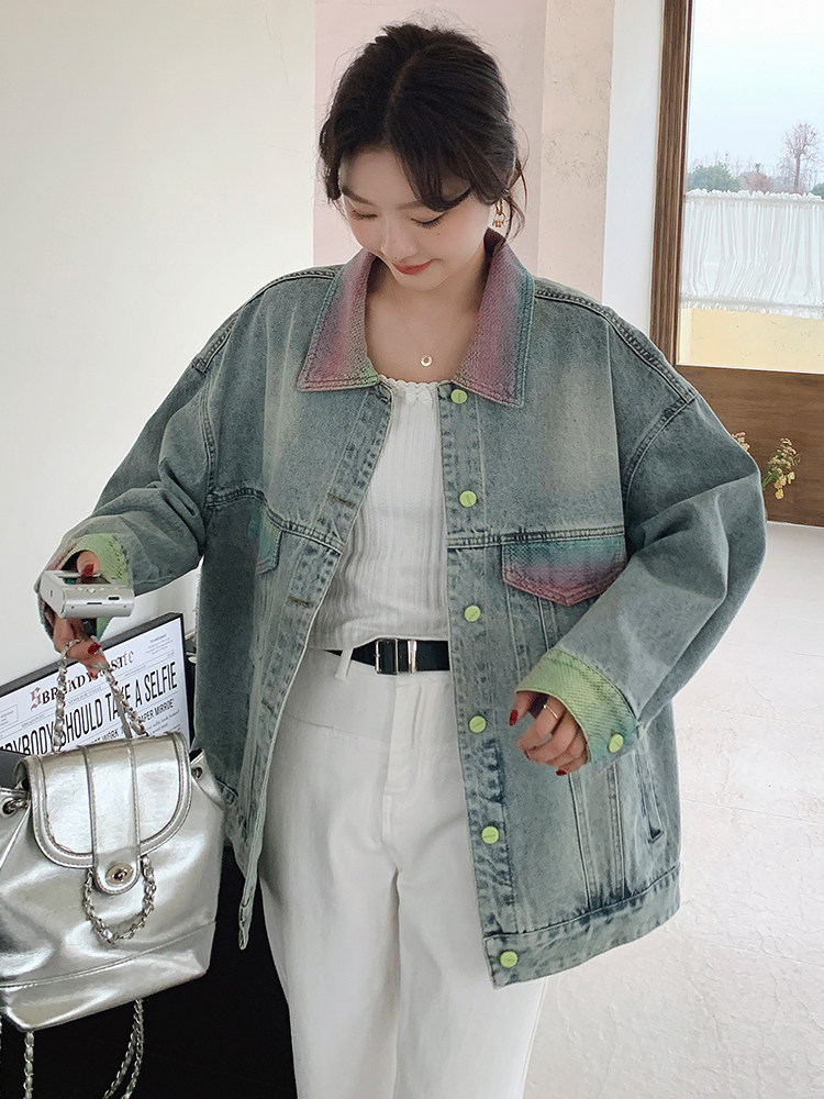 美式复古牛仔外套女2025春季新款盐系宽松小个子休闲渐变夹克上衣,女装短外套,浙宝305
