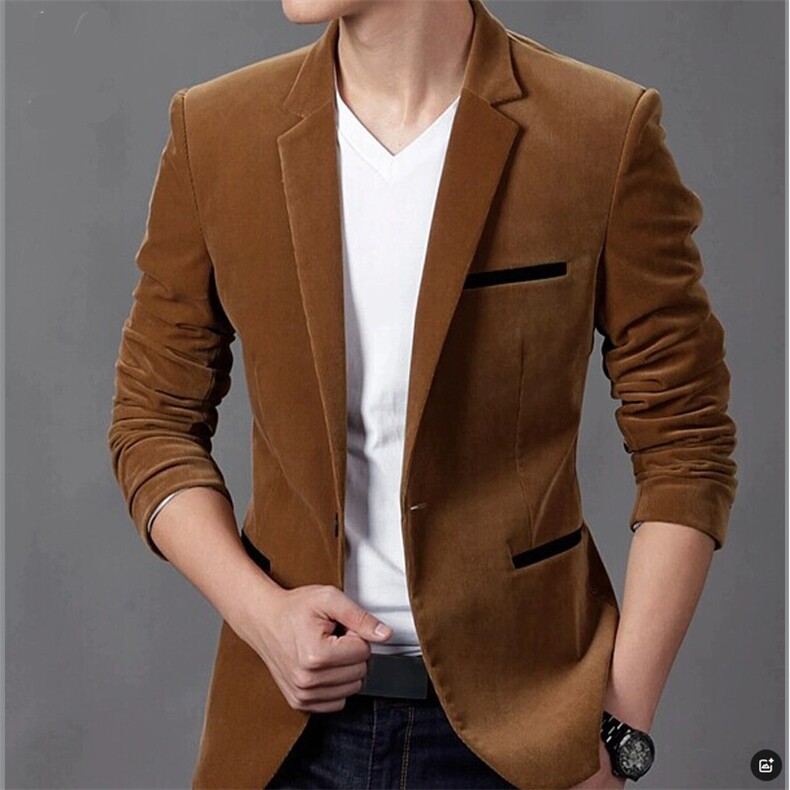跨境外贸春秋男士商务休闲小西服工作服灯芯绒西服男外套TW528图片