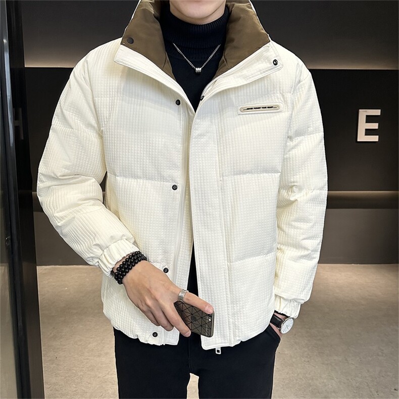 店主风冬季休闲无帽立领纯色休闲高品质羽绒服外套男YR807-P185图片