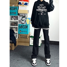 黑色牛仔裤男直筒修身美式vibe微喇裤A080-9601-常规P40，男装牛仔裤，电商A080