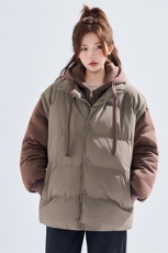 新款冬季羽绒棉服棉袄连帽假两件韩版宽松外套A436-2511-P85，男装棉衣，电商A436