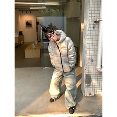 1506-1/KNK10331/P60复古水洗猫须拼接条纹弯刀牛仔裤阔腿长裤男，男装牛仔裤，星座1506-1