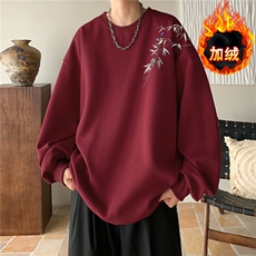 W2052-P25新款重磅风卫衣男士圆领秋季大码上衣潮牌宽松，男装T恤，电商B323A