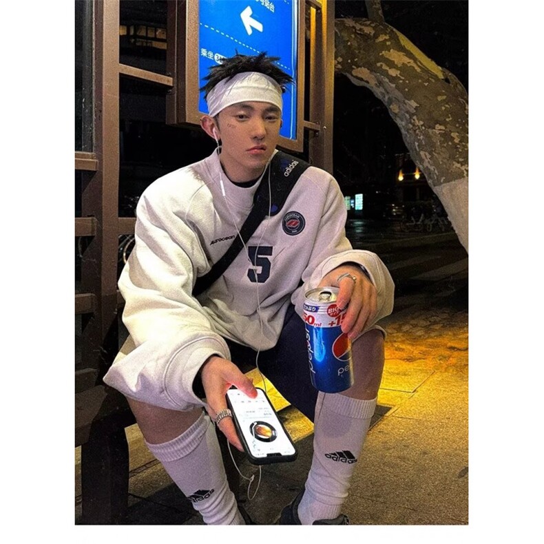 脏球服卫衣复古运动贴布宽松脏白色球衣1001-1-Y602-P50,男装卫衣,星座1001-1