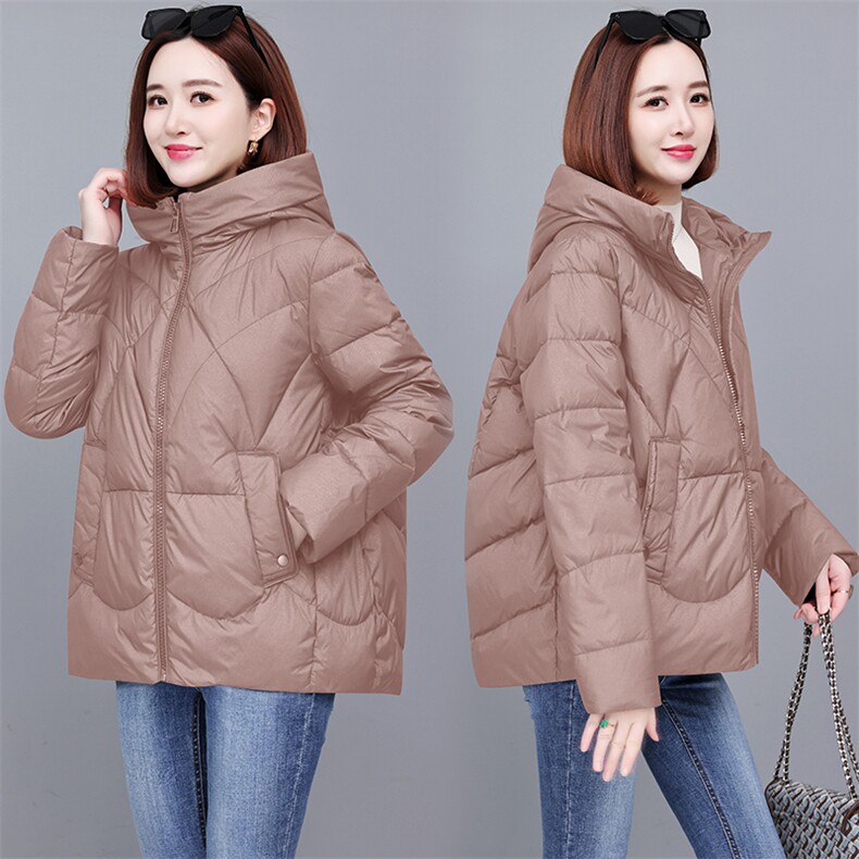 时尚百搭宽松加厚保暖棉服女冬季新款纯色连帽外套,女装棉衣/棉服,深妍伊美