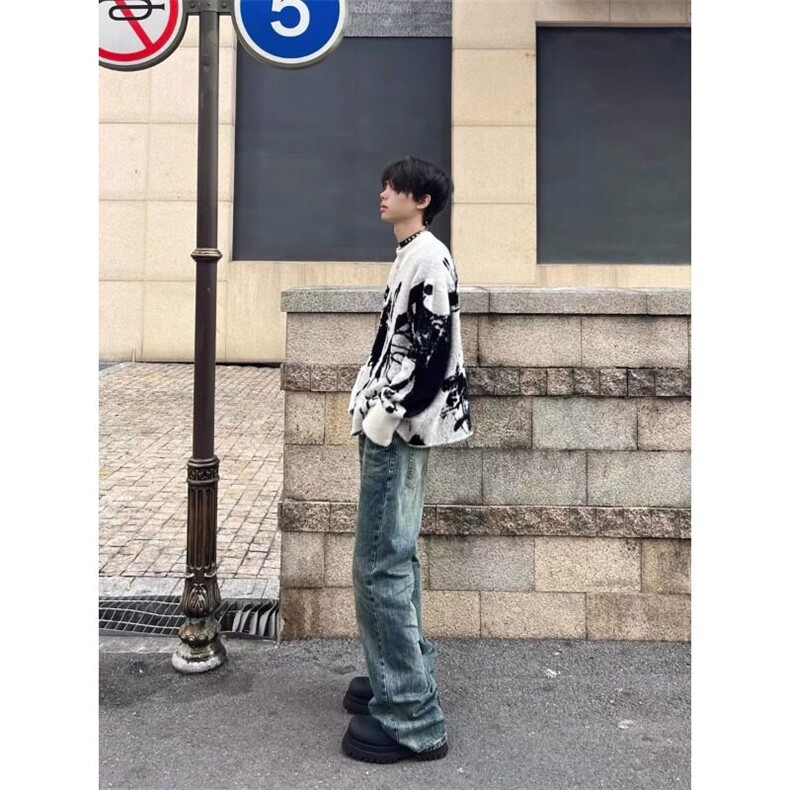 美式渐变蝴蝶仿貂毛拉链针织开衫毛衣外套MY560特P63,男装针织衫/毛衣,星座908-1