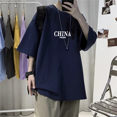 T66男士休闲宽松五分短袖字母印花潮学生文艺T夏新半截袖TEE男装，男装T恤，星座115A(原星座507）