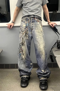 【套图4】903-AK91-特P70【98】S-3XL  印花牛仔裤！4图片