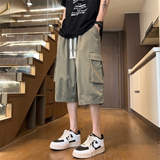 夏季速干直筒宽松高级垂感短裤潮松紧七分裤休闲裤A436-679-P35，男装牛仔裤，电商A436