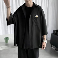衬衫男短袖韩版潮流文艺帅气菊花2024夏季新款ins外套CY695-P23，男装衬衫，星座412-3