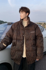 现货立领褶皱复古做旧面料设计棉衣保暖棉服男225-2-Y211-P155，男装棉衣，星座225-2