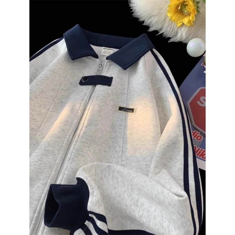美式复古三条杠潮牌宽松拼接设计感外套夹克棒球服男士W1703p58,男装夹克,电商D315