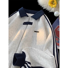 美式复古三条杠潮牌宽松拼接设计感外套夹克棒球服男士W1703p58，男装夹克，电商D315