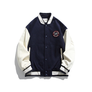 外27-2GANYOU日系灯芯绒拼接袖数据款棒球服JK17-P145图片