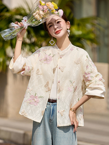 新中式国风刺绣外套女春秋轻奢高级感小个子减龄小香风防晒衣上衣图片