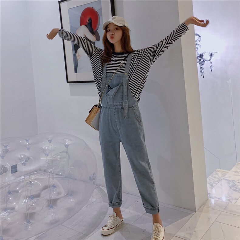 现货2021春装，牛仔吊带裤背带裤连体裤163-1009-p90控138，女装牛仔裤，拾菱