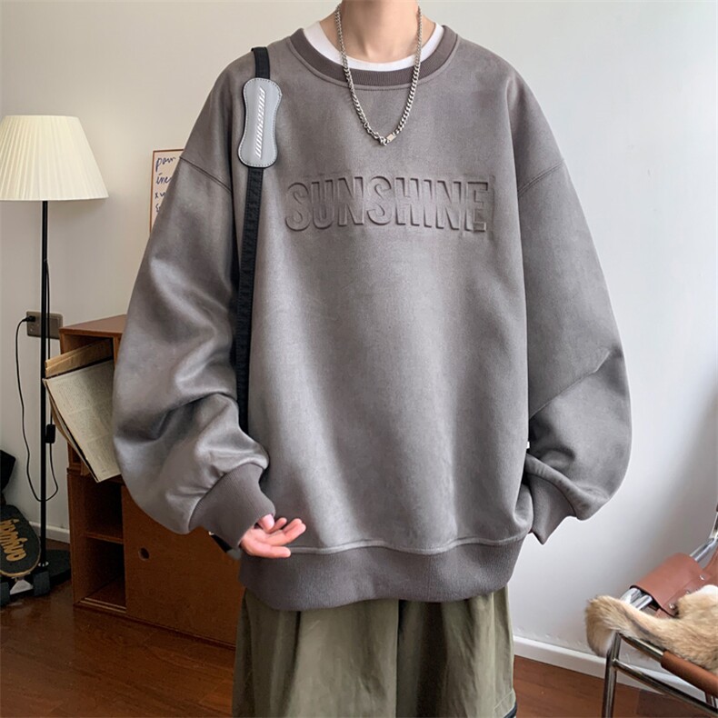 早秋！2024秋冬新款男士麂皮绒圆领卫衣钢印长袖WYJP01特P38控58,男装卫衣,电商B220