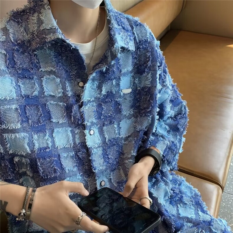 夏季新款衬衫潮流慵懒男方领衬衫LC85P42图片