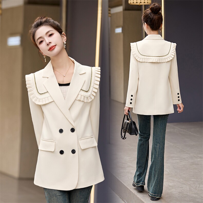 时尚百搭春季新款女装小西装外套修身显瘦气质双排扣设计，女装短外套，涵亦佰惠