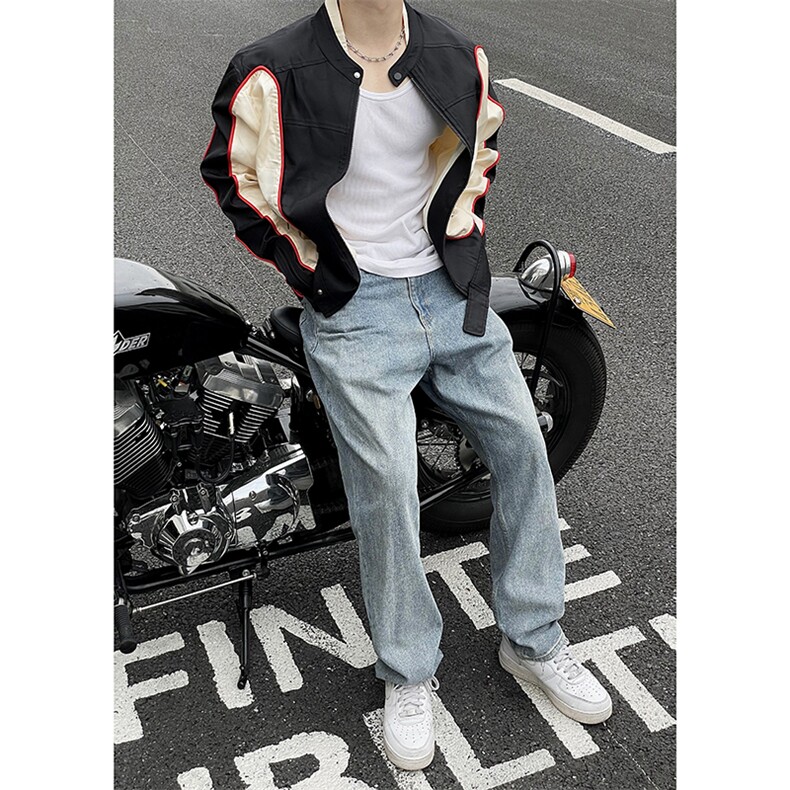 B221美式ins高街暗黑痞帅型男机车服外套上衣SY2306-P90控118,男装夹克,电商B221