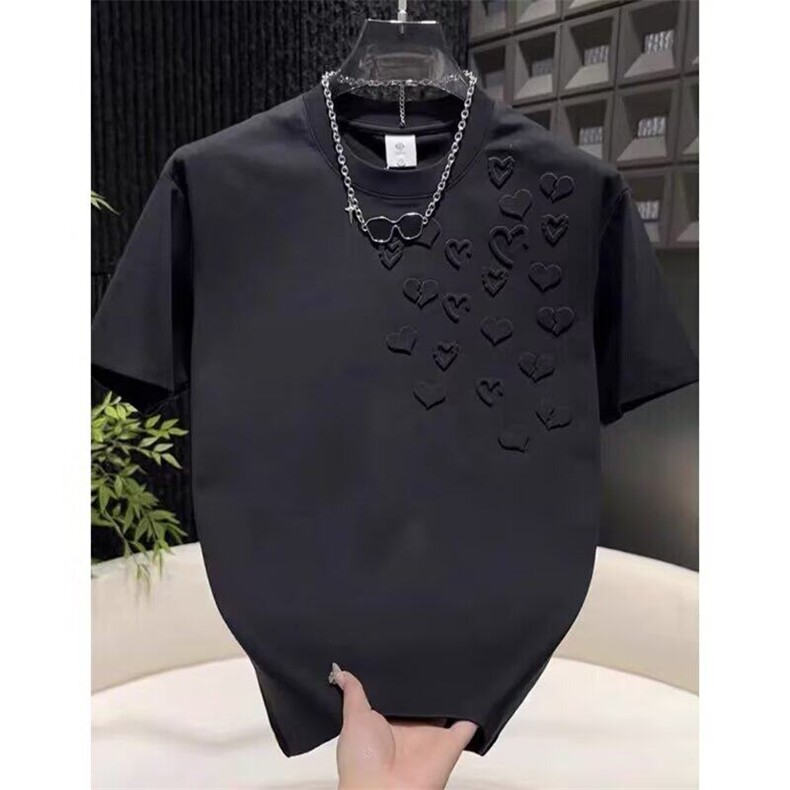 W10077-P35网图现货夏季新款潮牌立体爱心钢印休闲短袖百搭T恤,男装T恤,星座1608-2