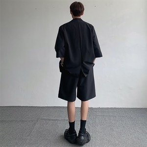 TZ02-P118-是套装   新款现货男士黑色休闲西服套装百搭外套上衣图片
