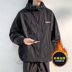 冬季加绒加厚连帽棉衣保暖百搭棉服外套宽松潮流冲锋衣男JK280P95图片