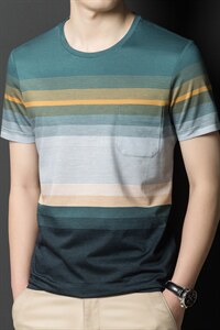 Y3699钱塘2020-2夏季莱赛尔棉男士细线圆领短袖T恤精品P60图片