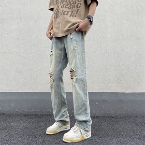 牛仔裤男夏季薄款美式高街vibe风破洞宽松休闲长裤N01099-P48图片