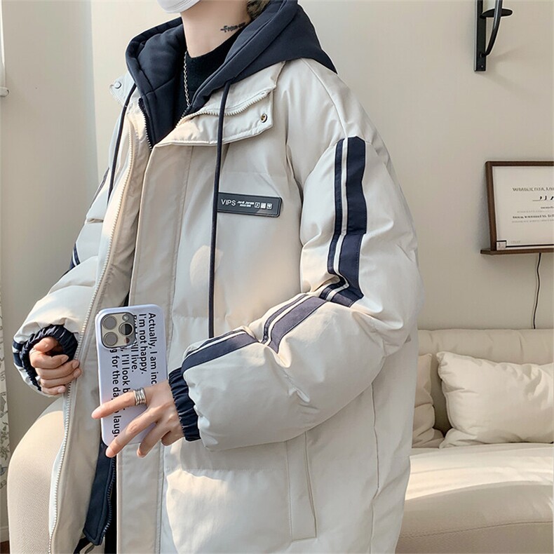 棉衣男冬季新款港风大码宽松休闲连帽假两件加厚棉服MF8587-P88,男装棉衣,星座214-3