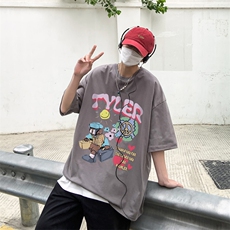 夏重磅落肩袖短袖t恤卡通趣味印花美式半袖上衣XZ514-2-1293-P28，男装T恤，星座514-2(原B239)