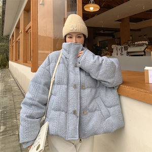 灰色面包服加厚保暖女设计感90白鸭绒宽松厚外套2263P305控458图片