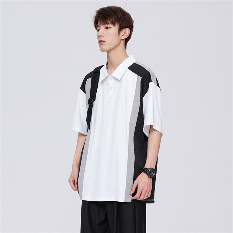 潮流前线日系潮牌无影墙短袖男新款拼接polo衫zdp2302-p40-控58,男装Polo衫,星座717