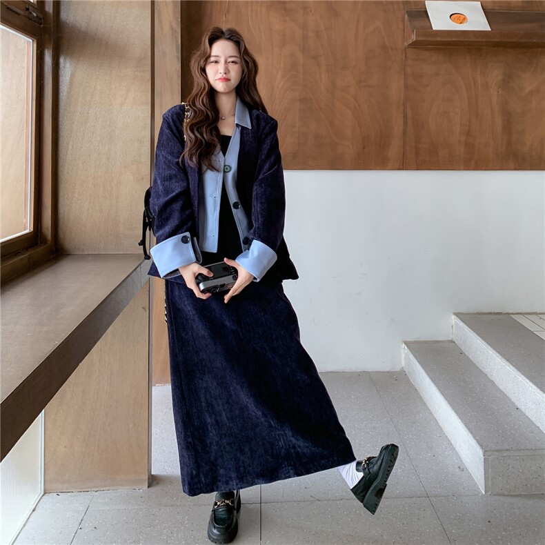 高级感轻熟风西装套装女2025秋季新款气质假两件西服半身裙两件套,女装套装/套裙,2C053