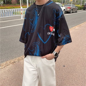 男潮流百搭休闲2023夏季港风ins印花短袖T恤男装 T257-P22图片